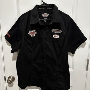 Black Harley-Davidson Short Sleeve Men's button up Shirt